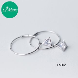 Khuyên tai tròn tam giác đá thả E6002