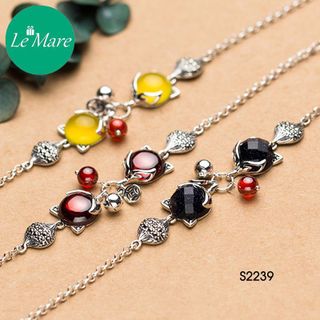 Lắc 2 mặt hồ ly đá màu S2239