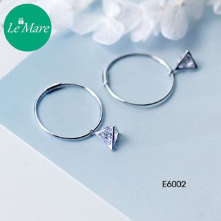 Khuyên tai tròn tam giác đá thả E6002