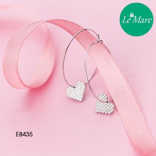 Khuyên tai mặt tim đính đá E8435