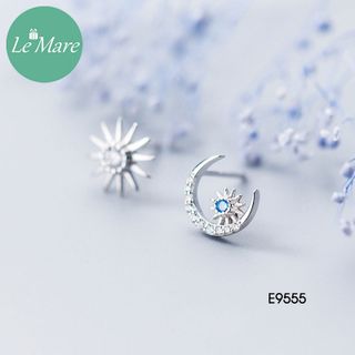 Khuyên Trăng Mặt Trời đá xanh E9555