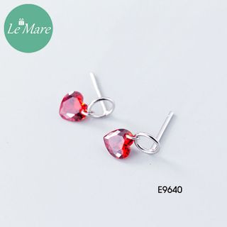 Khuyên tai tim đá đỏ treo E9640