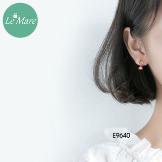 Khuyên tai tim đá đỏ treo E9640