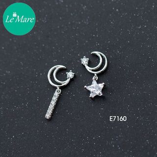 Khuyên tai Trăng Sao chữ I đính đá E7160
