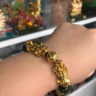 Vòng tay hạt đá 12 ly 2 tỳ hưu phong thủy