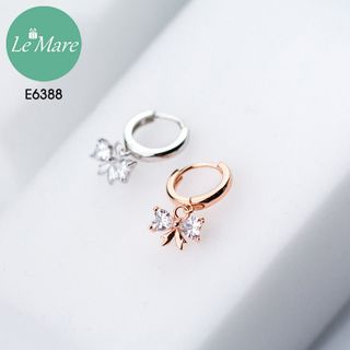 Khuyên tai nơ đá treo xi vàng hồng E6388