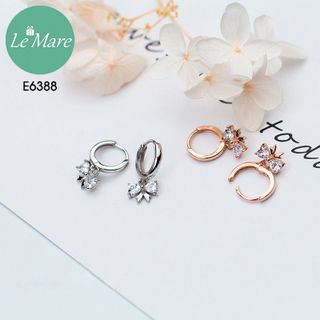 Khuyên tai nơ đá treo xi vàng hồng E6388