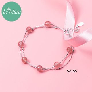 Lắc tay dây kép bi mix đá dâu tây S2165