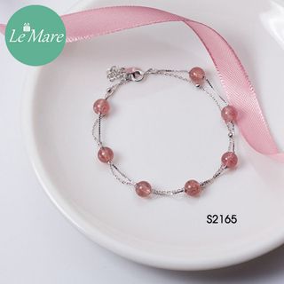 Lắc tay dây kép bi mix đá dâu tây S2165