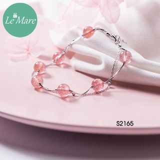Lắc tay dây kép bi mix đá dâu tây S2165