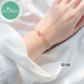 Lắc tay dây kép bi mix đá dâu tây S2165