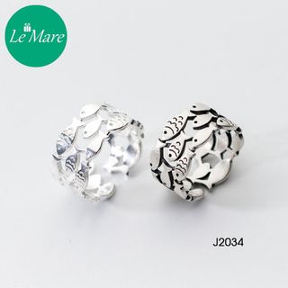 Nhẫn bạc mở cá ba hàng J2034