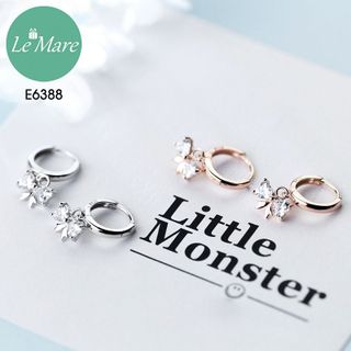 Khuyên tai nơ đá treo xi vàng hồng E6388