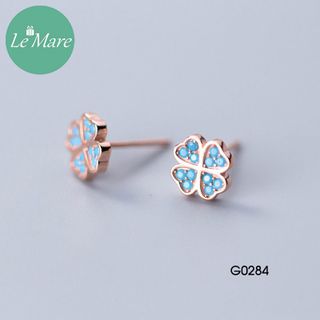 Khuyên tai cỏ 4 lá đá xanh G0284