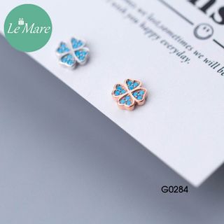 Khuyên tai cỏ 4 lá đá xanh G0284