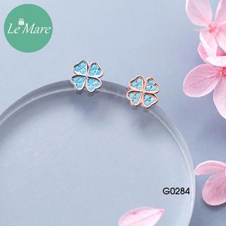 Khuyên tai cỏ 4 lá đá xanh G0284