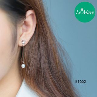 Khuyên tai tam giác rỗng đính đá ngọc trai E1662