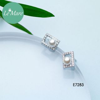 Khuyên tai hình chữ nhật ngọc trai E7283