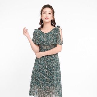Đầm voan hoa nhí màu xanh
