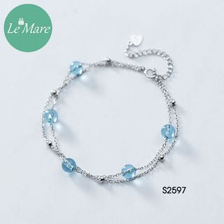 Lắc tay dây mưa kép bi mix đá xanh S2597