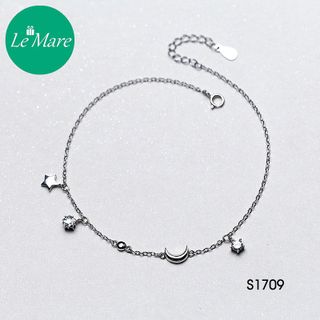 Lắc chân bạc trăng sao đính đá S1709