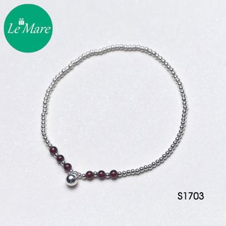Lắc chân bi bạc đá màu S1703