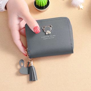 Ví bóp da nữ nhỏ cầm tay logo gấu siêu xinh
