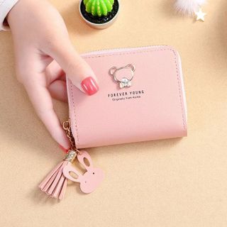 Ví bóp da nữ nhỏ cầm tay logo gấu siêu xinh