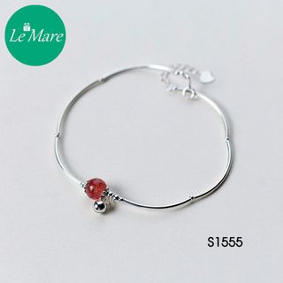 Lắc chân đá dâu tây chuông bạc S1555