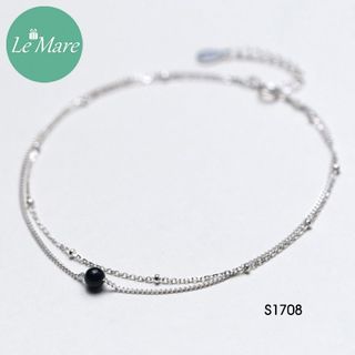 Lắc chân dây đôi đá đen S1708