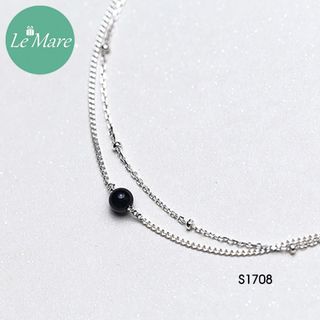 Lắc chân dây đôi đá đen S1708
