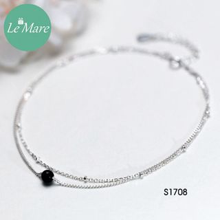 Lắc chân dây đôi đá đen S1708