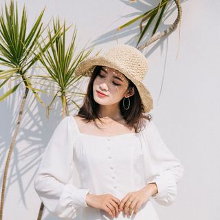 Đầm CHỮ A CỔ VUÔNG TAY PHỒNG