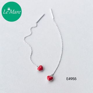 Khuyên tai tim đỏ thả dài E4955