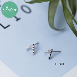 Khuyên tai bạc chữ V đính đá E1350