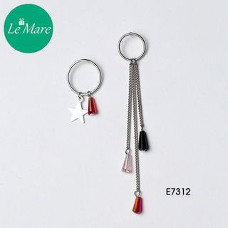 Khuyên tai bất xứng tròn thả sao đá E7312