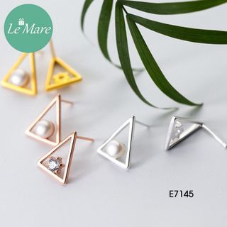 Khuyên tai Tam giác rỗng đính đá E7145