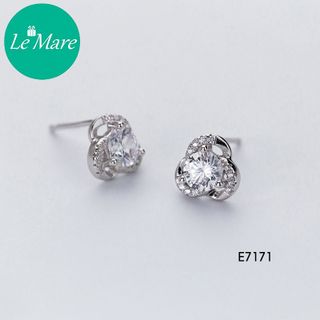 Khuyên tai cỏ 3 lá đính đá E7171