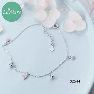 Lắc chân treo tim đá bi chuông S2644