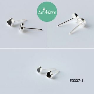 Khuyên tai tim đen E0337-1