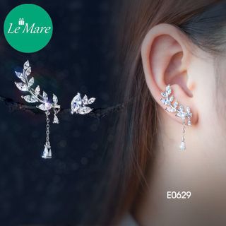 Khuyên tai lá đá thả E0629