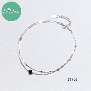 Lắc chân dây đôi đá đen S1708