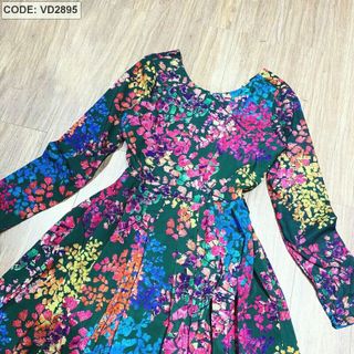 ĐẦM HOA XOÈ VOAN IN HOA TAY DÀI