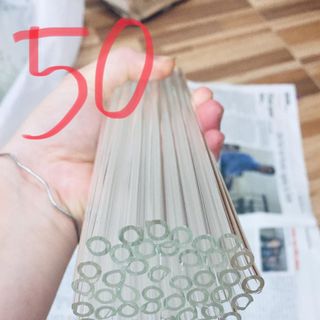 combo 50 ống thuỷ tinh đức màu trăng dài 22cm fi6