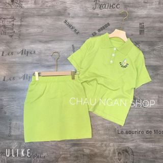 SET VÁY ÁO THUN CỔ BẺ