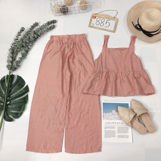 Áo 2d peplum cực xinh có thun quần ống rộng