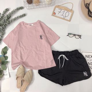Set bộ N Y Áo thun short thun nhen