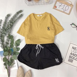 Set bộ N Y Áo thun short thun nhen