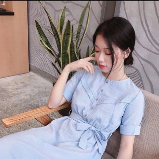 Đầm sọc buột eo