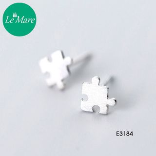 Khuyên tai bạc xước mờ mảnh ghép E3184